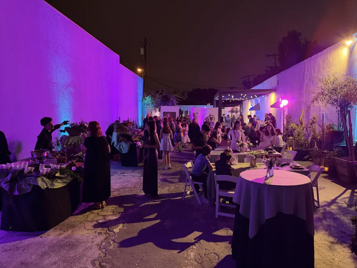 Outdoor courtyard evening event at Art and Space LA in Los Angeles