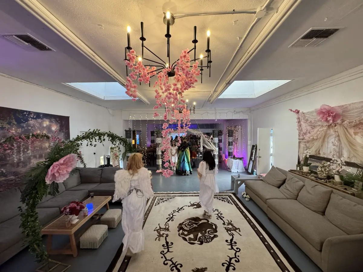 Themed event with floral decor and live entertainment at Art and Space LA in Los Angeles